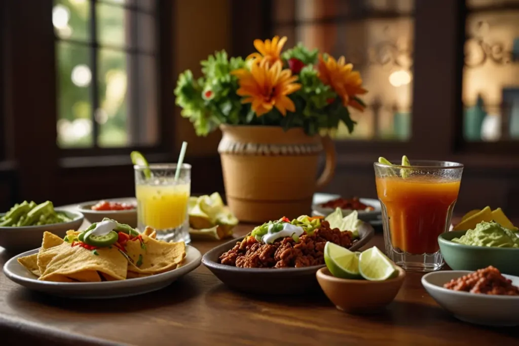 An overhead view of a plate with grilled zucchini and squash, perfectly charred and garnished with fresh herbs, served as a healthy side dish for tacos.